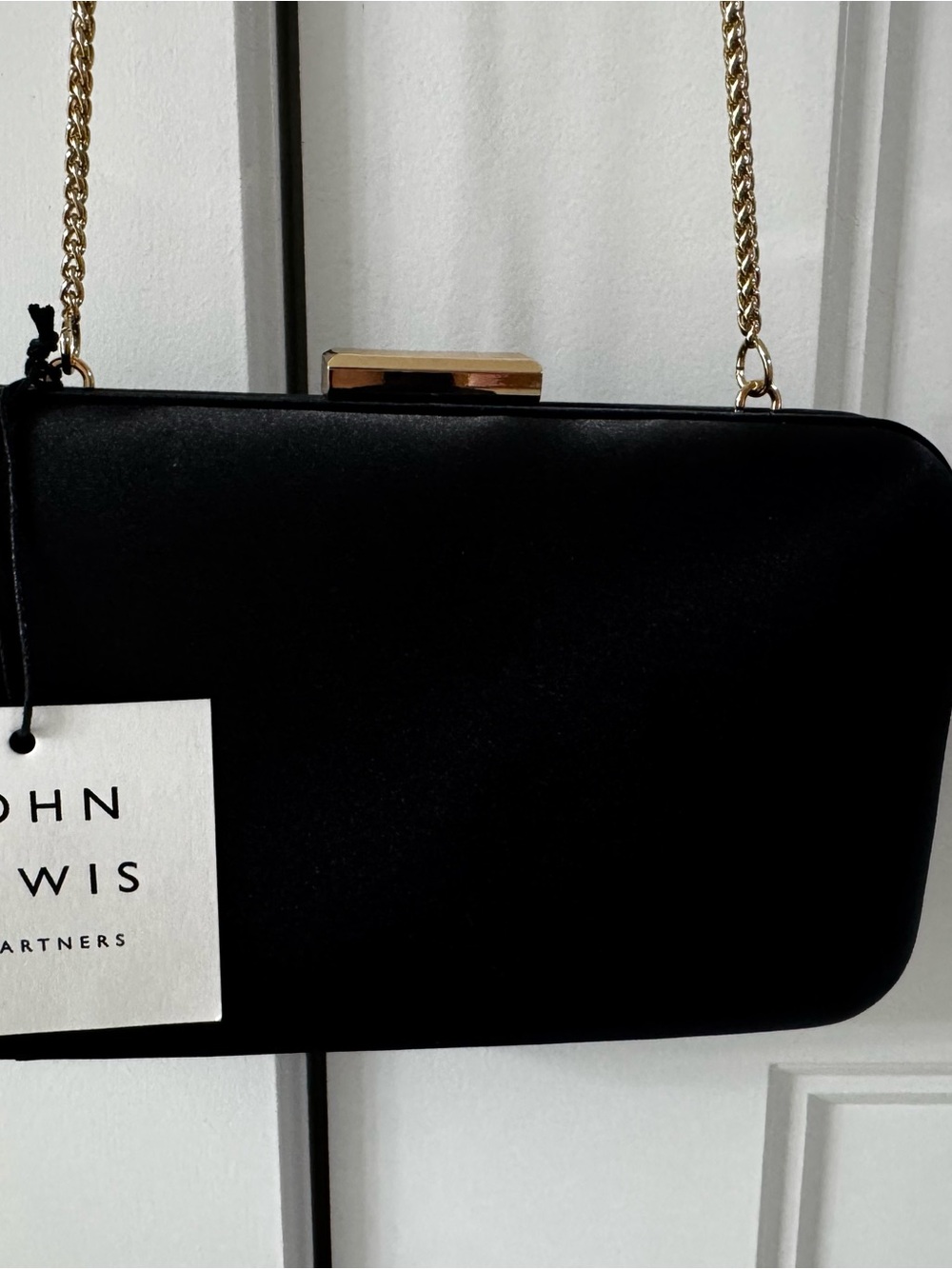 John Lewis Black Satin Chain Evening Clutch
